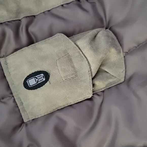 St. John’s Bay 3X Faux Suede Winter Coat With Faux Fur Hood Taupe Gray Parka - Picture 10 of 14